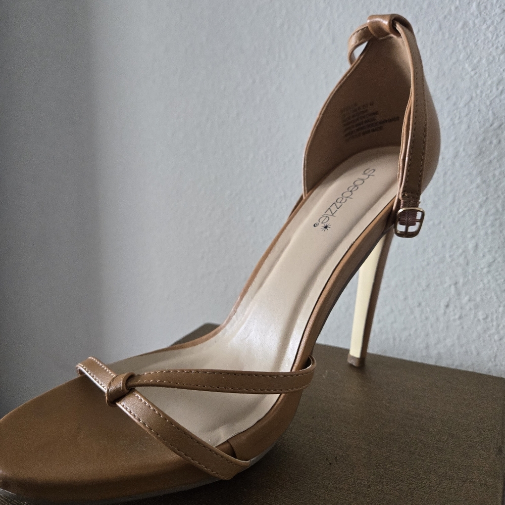 Size 11 Women's Ankle Strap High Heel Open Toe Strappy Stiletto Round Toe Heeled